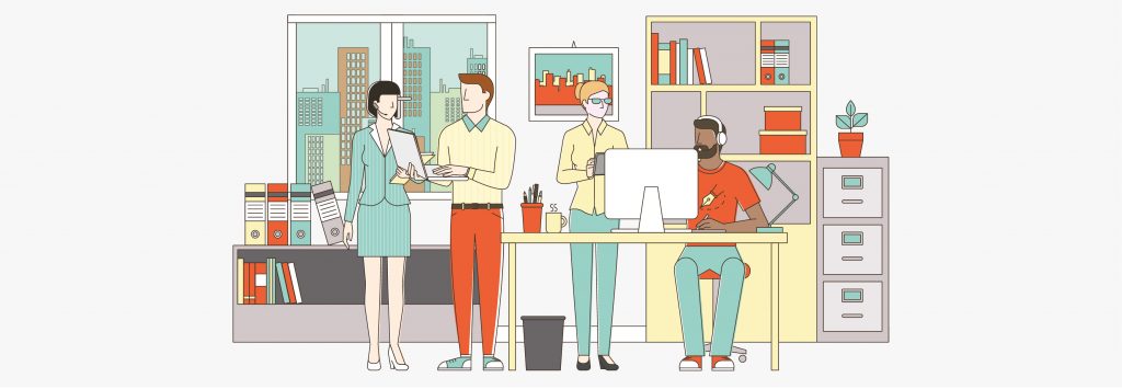 Ilustración sobre los obstáculos y oportunidades para las mujeres en el mundo laboral