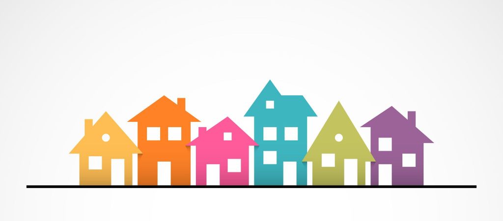 Ilustración casas de colores en representación del Plan Abre Familia