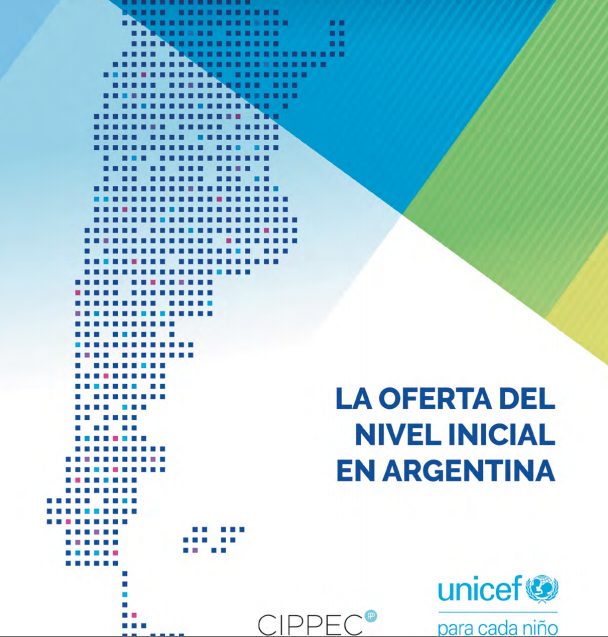 Flyer con mapa punteado de argentina en representación del artículo "La oferta del nivel inicial en la Argentina" elaborado por CIPPEC