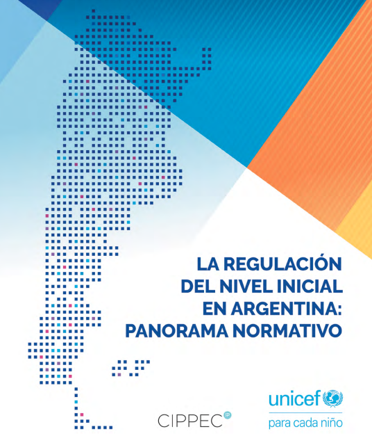 Flyer con mapa punteado de argentina en representación del artículo "La regulación del nivel inicial en Argentina: panorama normativo" elaborado por CIPPEC